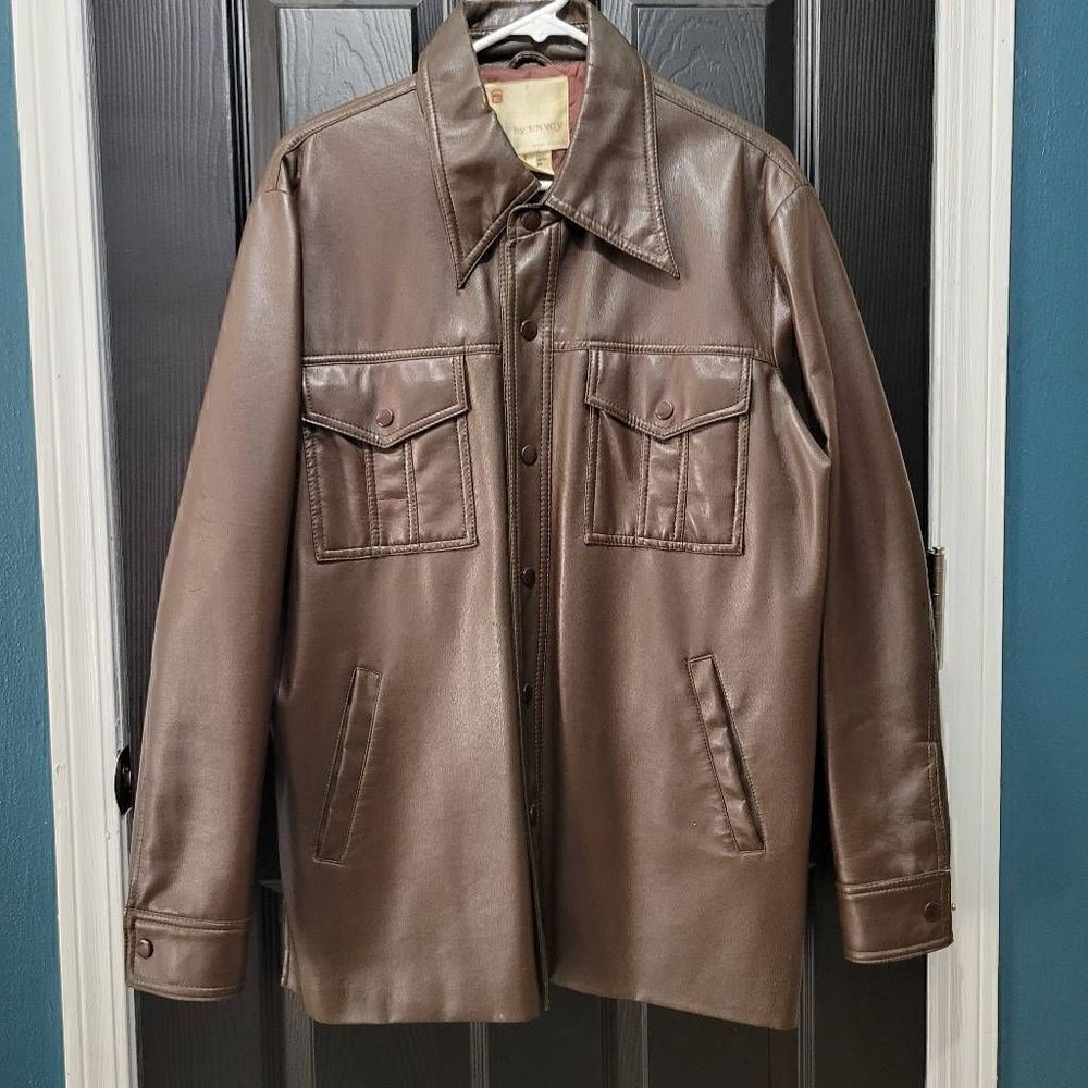 Envoy Large faux leather coat vintage 60s 70s